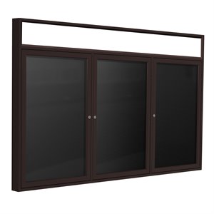 Pemberly Row 48&quot x 96&quot 3 Door Enclosed Headliner Flannel Letterboard in Black