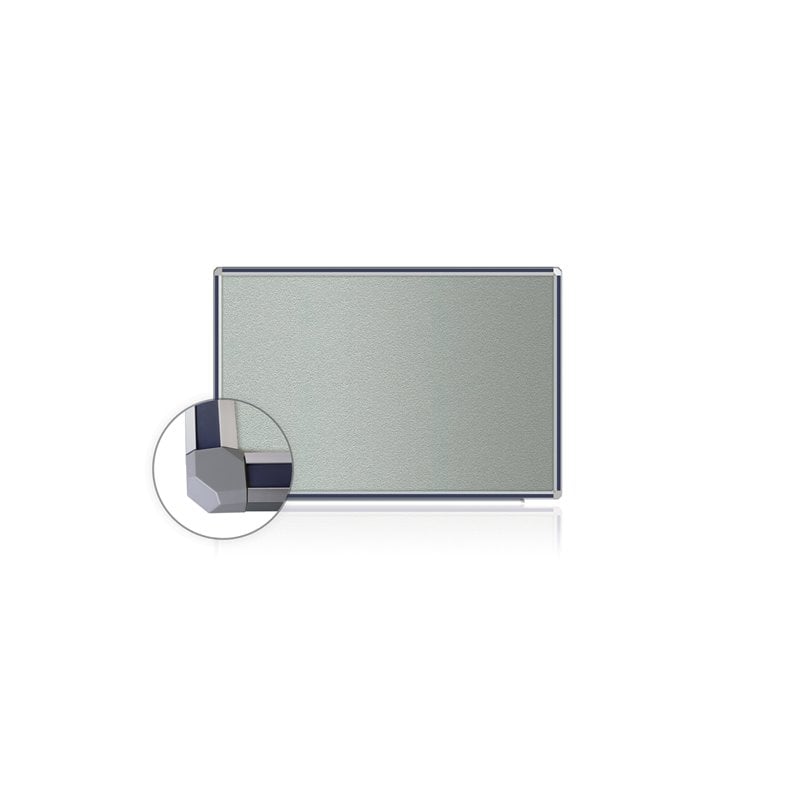 Pemberly Row Vinyl 3' x 4' Bulletin Board with Navy Blue Trim in Gray