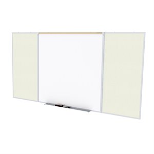 Pemberly Row Vinyl 4' x 10' Bulletin & Magnetic Whiteboard Set in Ivory