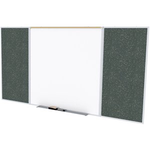 Pemberly Row Ceramic 4' x 16' Rubber Bulletin & Magnetic Whiteboard Set in Tan