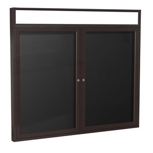 Pemberly Row 36&quot x 48&quot 2 Door Enclosed Headliner Flannel Letterboard in Black