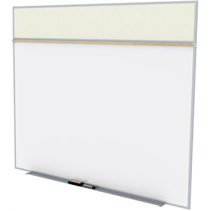 Pemberly Row Vinyl 5' x 10' Bulletin & Magnetic Whiteboard Set-A in Ivory