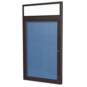 Pemberly Row Vinyl 36&quot x 30&quot 1 Door Enclosed Headliner Bulletin Board in Blue