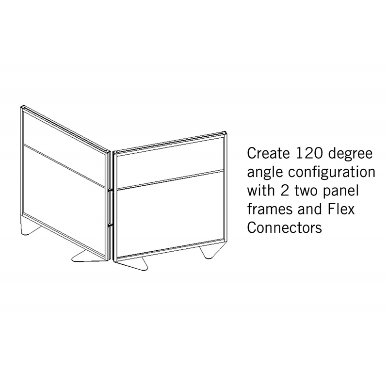 Pemberly Row Vinyl Floor Partition with 2 Split Panel Infill in Silver