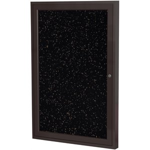 Pemberly Row 36&quot x 36&quot 1 Door Enclosed Rubber Bulletin Board in Speckled Tan