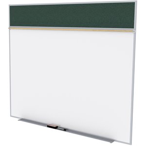 Pemberly Row Vinyl 5' x 12' Bulletin & Magnetic Whiteboard Set-A in Ebony Brown