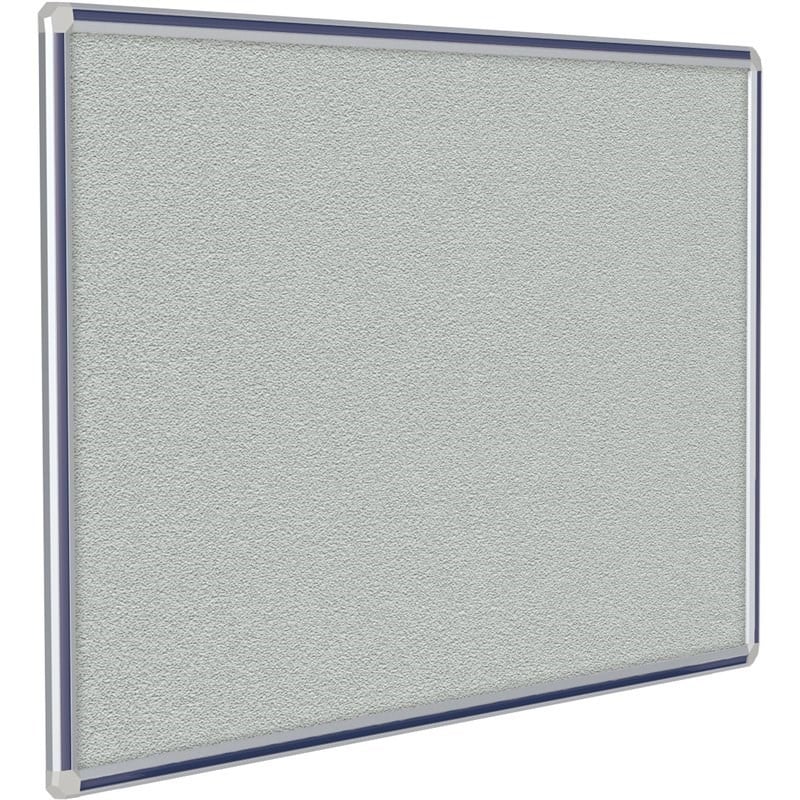 Pemberly Row Vinyl 4' x 10' Bulletin Board with Navy Blue Trim in Gray