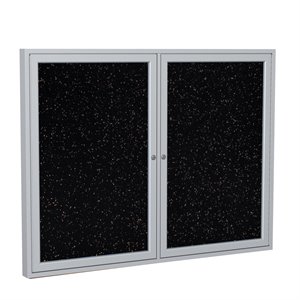 Pemberly Row 36&quot x 48&quot 2 Door Enclosed Rubber Bulletin Board in Speckled Tan