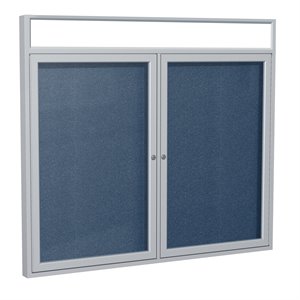 Pemberly Row Vinyl 48&quot x 60&quot 2 Door Enclosed Bulletin Board in Navy