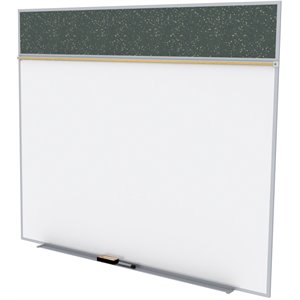 Pemberly Row Ceramic 5' x 8' Rubber Bulletin & Magnetic Whiteboard Set-A in Tan