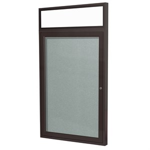 Pemberly Row Vinyl 36&quot x 24&quot 1 Door Enclosed Bulletin Board in Silver