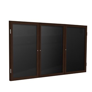 Pemberly Row Vinyl 48&quot x 72&quot 3 Door Enclosed Flannel Letterboard in Black
