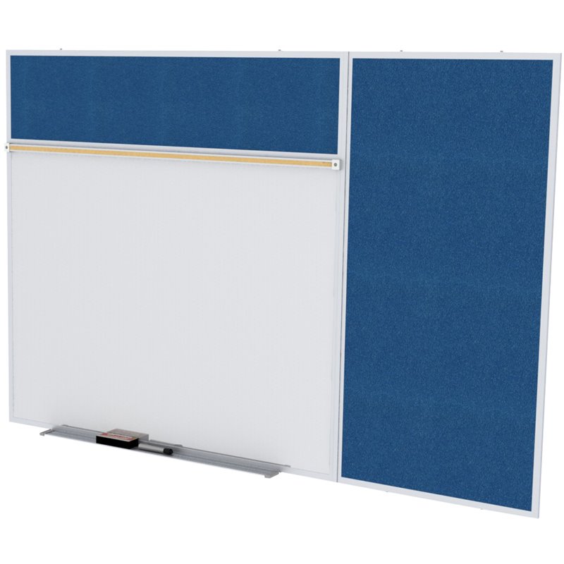Pemberly Row Vinyl 4' x 6' Bulletin & Magnetic Whiteboard B-Set in Navy
