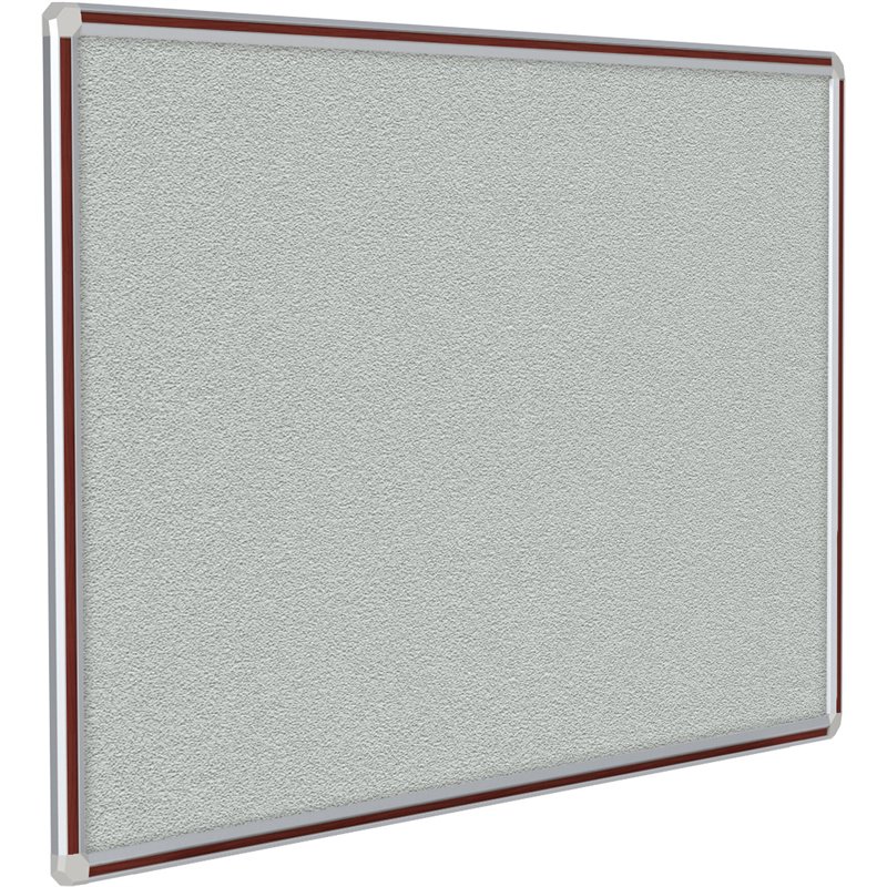 Pemberly Row Vinyl 4' x 12' Bulletin Board with Mahogany Trim in Gray