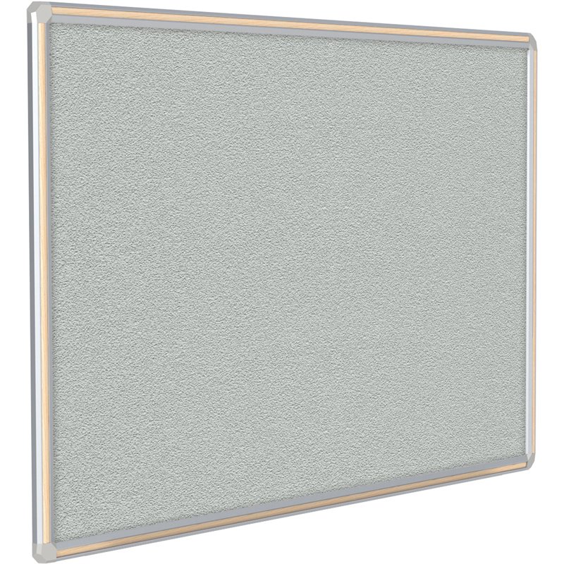 Pemberly Row Vinyl 4' x 8' Bulletin Board with Light Maple Trim in Gray