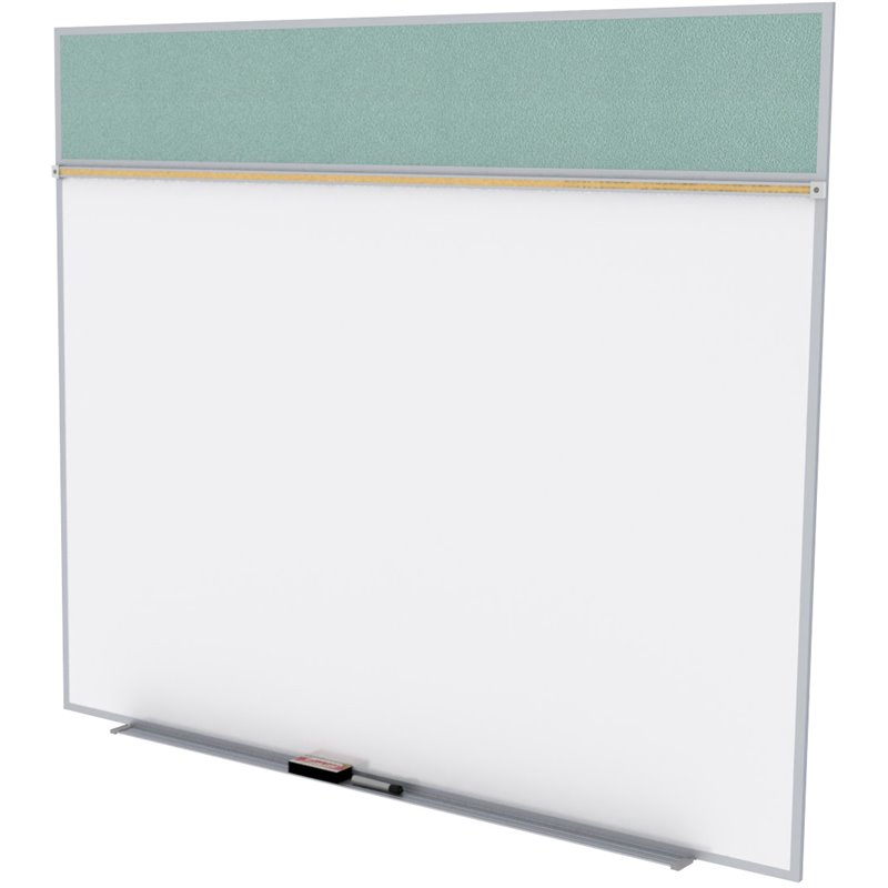 Pemberly Row Vinyl 5' x 12' Bulletin & Magnetic Whiteboard Set-A in Stone