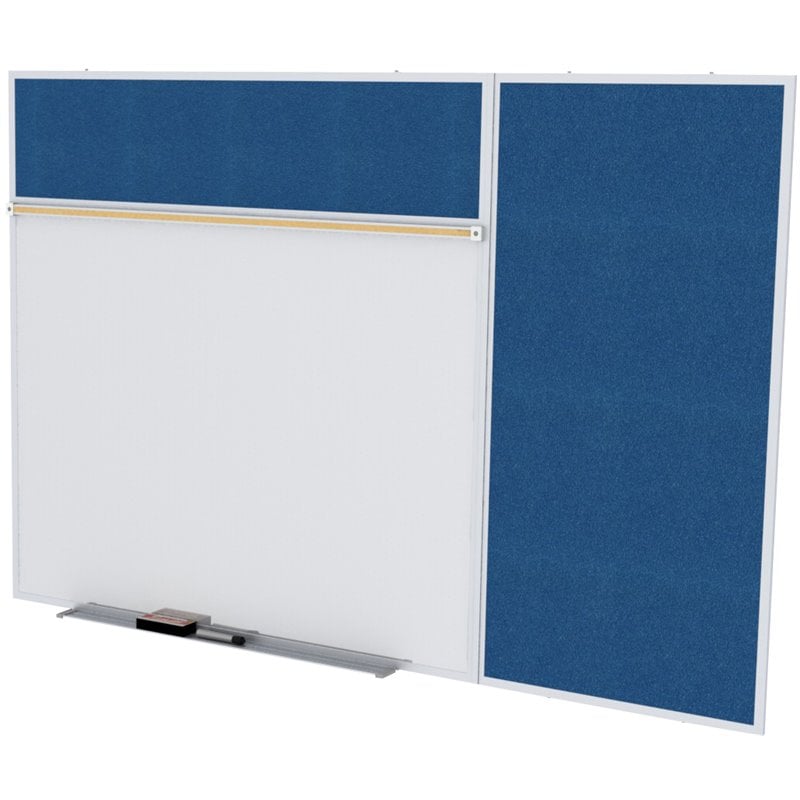 Pemberly Row Vinyl 4' x 16' Bulletin & Magnetic Whiteboard B-Set in Navy