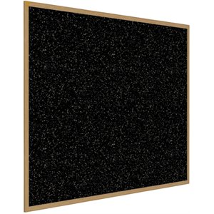 Pemberly Row Wood 4' x 4' Rubber Bulletin Board with Wood Frame in Speckled Tan