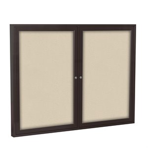 Pemberly Row Fabric 36&quot x 60&quot 2 Door Enclosed Bulletin Board in Beige