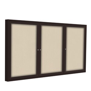 Pemberly Row Fabric 48&quot x 72&quot 3 Door Enclosed Bulletin Board in Beige