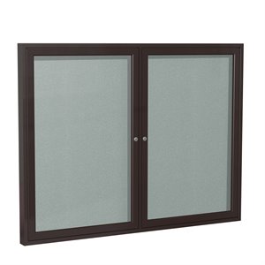 Pemberly Row Vinyl 36&quot x 48&quot 2 Door Enclosed Bulletin Board in Silver