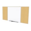 Pemberly Row Wood 4' x 10' Cork Bulletin & Magnetic Whiteboard Set in Tan