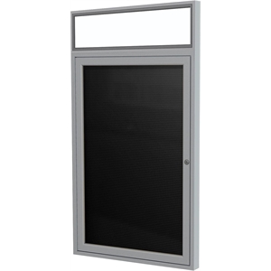 Pemberly Row 36&quotx24&quot 1-Door Aluminum Lit Headliner Fabric Letterboard in Black