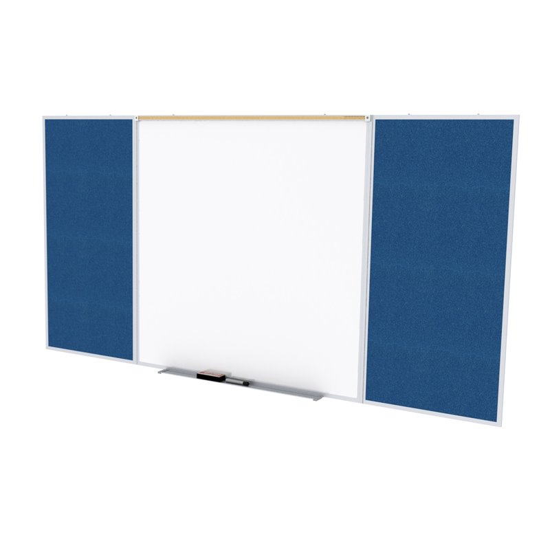 Pemberly Row Vinyl 4' x 12' Bulletin & Magnetic Whiteboard Set in Navy