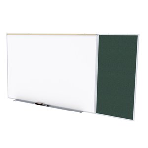 Pemberly Row Vinyl 4' x 10' Bulletin & Magnetic Whiteboard C-Set in Ebony Brown
