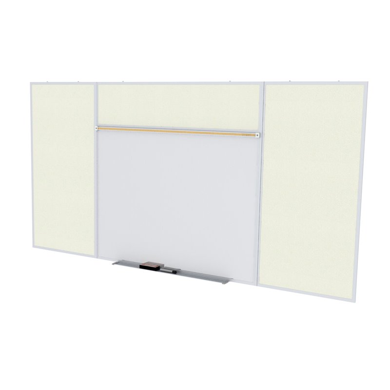 Pemberly Row Vinyl 4' x 8' Bulletin & Magnetic Whiteboard Set-E in Ivory
