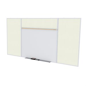 Pemberly Row Vinyl 4' x 8' Bulletin & Magnetic Whiteboard Set-E in Ivory