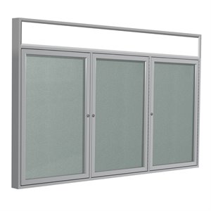 Pemberly Row Vinyl 36&quot x 72&quot 3 Door Enclosed Headliner Bulletin Board in Silver