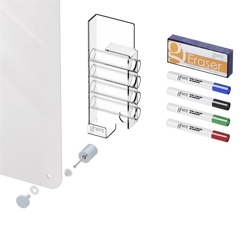 Pemberly Row Glass 2' x 3' Board with Radius Corners in White Back
