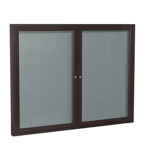 Pemberly Row Vinyl 36&quot x 60&quot 2-Door Enclosed Bulletin Board in Stone