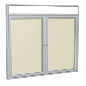 Pemberly Row Vinyl 36&quot x 60&quot 2 Door Enclosed Bulletin Board in Ivory