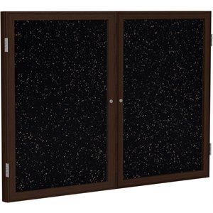Pemberly Row Wood 48&quot x 60&quot 2 Door Enclosed Rubber Bulletin Board in Tan