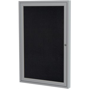 Pemberly Row 36&quot x 30&quot 1 Door Enclosed Rubber Bulletin Board in Black