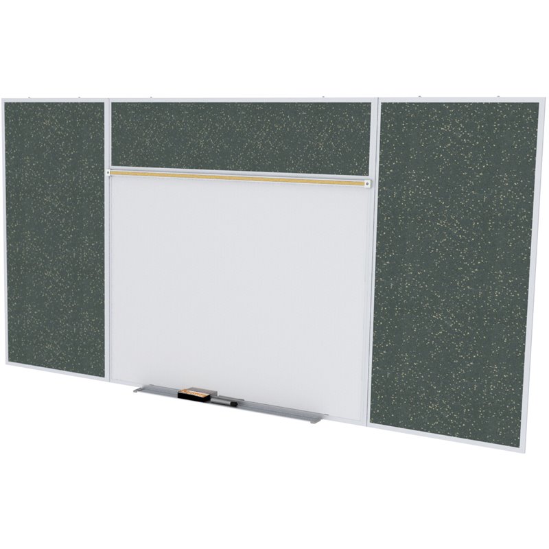 Pemberly Row Ceramic 4' x 10' Rubber Bulletin & Magnetic Whiteboard Set-E