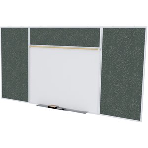 Pemberly Row Ceramic 4' x 10' Rubber Bulletin & Magnetic Whiteboard Set-E
