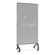 Pemberly Row Non-Magnetic Mobile Glass Dry Erase Board Gray Black Frame 77x36