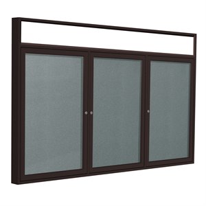 Pemberly Row Vinyl 48&quot x 72&quot 3 Door Enclosed Bulletin Board in Stone