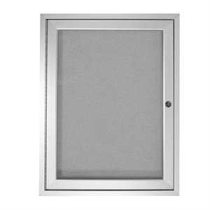 Pemberly Row Vinyl 36&quot x 30&quot 1 Door Enclosed Bulletin Board in Silver