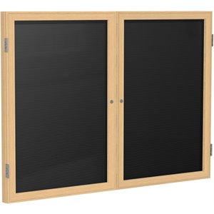 Pemberly Row Vinyl 48&quot x 60&quot 2 Door Enclosed Flannel Letterboard in Black