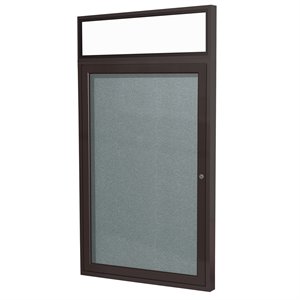 Pemberly Row Vinyl 36&quot x 30&quot 1 Door Enclosed Bulletin Board in Stone