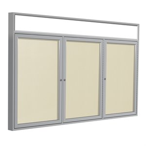 Pemberly Row Vinyl 48&quot x 96&quot 3 Door Enclosed Bulletin Board in Ivory