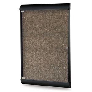 Pemberly Row 4' x 2' 1 Door Enclosed Bulletin Board with Black Trim in Chocolate