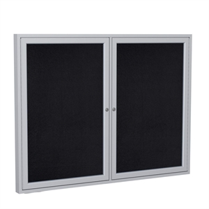 Pemberly Row 36&quot x 60&quot 2 Door Enclosed Rubber Bulletin Board in Black