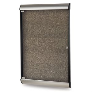 Pemberly Row 4' x 2' 1 Door Enclosed Bulletin Board with Satin Trim in Chocolate