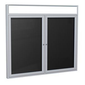 Pemberly Row 48&quotx60&quot 2-Dr Silver Aluminum Headliner Vinyl Letterboard - Black