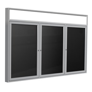 Pemberly Row 36&quotx72&quot 3-Door Aluminum Lit Headliner Fabric Letterboard Black